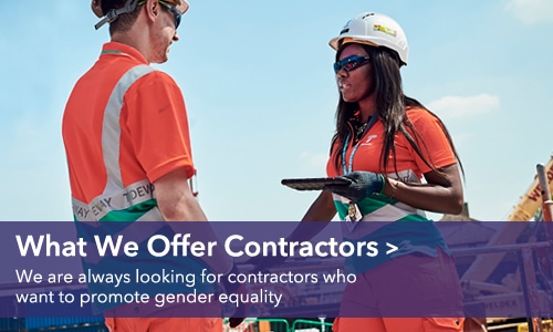 What we offer contractors - we are always looking for contractors who want to promote gender equality